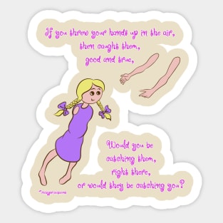 Throw your hands up - lighter complexion, lila dress Sticker